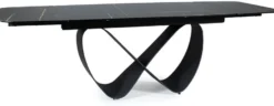 Casa Padrino Luxus Esstisch Schwarz / Matt Schwarz 160-240 x 95 x H. 76 cm - Ausziehbarer Küchentisch mit gehärteter Glaskeramik Tischplatte - Esszimmer Möbel - Luxus Möbel