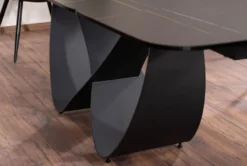 Casa Padrino Luxus Esstisch Schwarz / Matt Schwarz 160-240 x 95 x H. 76 cm - Ausziehbarer Küchentisch mit gehärteter Glaskeramik Tischplatte - Esszimmer Möbel - Luxus Möbel