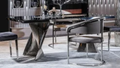 Casa Padrino Luxus Esstisch Schwarz / Silber 200 x 100 x H. 76 cm - Rechteckiger Esszimmertisch mit Glasplatte - Esszimmer Möbel - Luxus Möbel - Luxus Esszimmer Einrichtung