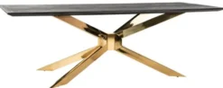 Casa Padrino Luxus Esstisch Schwarzgrau / Gold 240 x 100 x H. 75 cm - Rechteckiger Küchentisch mit Massivholz Tischplatte - Esszimmer Möbel - Küchen Möbel - Luxus Möbel - Luxus Einrichtung