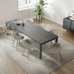 Casa Padrino Luxus Esstisch Schwarz 300 cm - Luxus Esszimmer Möbel