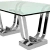Casa Padrino Luxus Esstisch Silber 220 x 120 x H. 75 cm - Rechteckiger Metall Küchentisch mit Glasplatte - Esszimmer Möbel - Küchen Möbel - Luxus Möbel