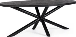 Casa Padrino Luxus Esstisch Schwarz 200 x 110 x H. 76 cm - Ovaler Küchentisch mit Massivholz Tischplatte und pulverbeschichteten Stahl Beinen - Esszimmer Möbel - Küchen Möbel - Luxus Möbel
