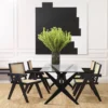 Casa Padrino Luxus Esstisch Schwarz 230 x 100 x H. 77 cm - Massivholz Küchentisch mit Glasplatte - Rechteckiger Esszimmertisch - Luxus Esszimmer Möbel