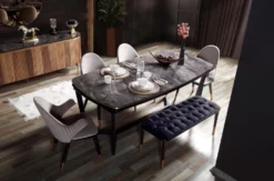 Casa Padrino Luxus Esstisch Schwarz / Kupfer 165-205 x 104 x H. 78 cm - Ausziehbarer Küchentisch - Esszimmer Möbel - Esszimmer Einrichtung - Luxus Möbel - Luxus Einrichtung