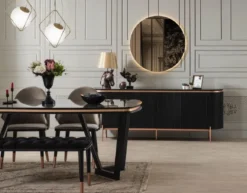 Casa Padrino Luxus Esstisch Schwarz / Kupfer 165-205 x 104 x H. 78 cm - Ausziehbarer Küchentisch - Esszimmer Möbel - Esszimmer Einrichtung - Luxus Möbel - Luxus Einrichtung