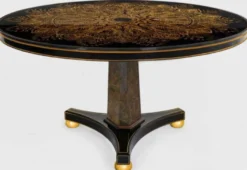 Casa Padrino Luxus Esstisch Schwarz / Bronzefarben / Gold Ø 150 x H. 78 cm - Runder Massivholz Küchentisch - Esszimmertisch - Luxus Esszimmer Möbel