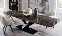 Casa Padrino Luxus Esstisch Schwarz / Schwarz 300 x 120 x H. 75 cm - Esszimmertisch mit hochwertiger Keramik Tischplatte - Moderne Esszimmer Möbel - Luxus Qualität - Made in Italy