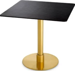 Casa Padrino Luxus Esstisch Schwarz / Messing 80 x 80 x H. 75 cm - Quadratischer Edelstahl Küchentisch mit Keramik Tischplatte - Esszimmer Möbel - Luxus Möbel - Luxus Einrichtung
