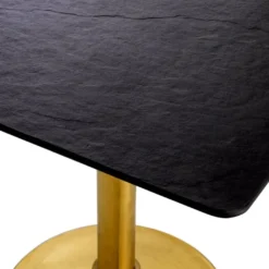 Casa Padrino Luxus Esstisch Schwarz / Messing 80 x 80 x H. 75 cm - Quadratischer Edelstahl Küchentisch mit Keramik Tischplatte - Esszimmer Möbel - Luxus Möbel - Luxus Einrichtung