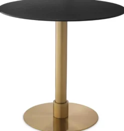 Casa Padrino Luxus Esstisch Schwarz / Messing Ø 80 x H. 76 cm - Runder Edelstahl Küchentisch mit Keramik Tischplatte - Esszimmer Möbel - Esszimmer Einrichtung - Luxus Möbel - Luxus Einrichtung