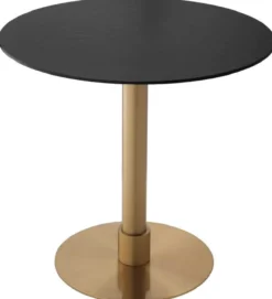 Casa Padrino Luxus Esstisch Schwarz / Messing Ø 80 x H. 76 cm - Runder Edelstahl Küchentisch mit Keramik Tischplatte - Esszimmer Möbel - Esszimmer Einrichtung - Luxus Möbel - Luxus Einrichtung