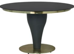 Casa Padrino Luxus Esstisch Schwarz / Gold Ø 110 x H. 75 cm - Runder Küchentisch mit Glasplatte - Esszimmer Möbel - Küchen Möbel - Luxus Möbel - Luxus Einrichtung