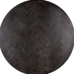 Casa Padrino Luxus Esstisch Schwarz / Silber Ø 140 x H. 75 cm - Runder Esszimmertisch mit Eichenfurnier Tischplatte und Edelstahl Tischbein - Luxus Esszimmer Möbel