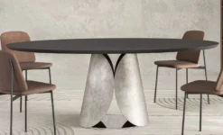 Casa Padrino Luxus Esstisch Schwarz / Silber 200 cm - Made in Italy