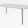 Casa Padrino Luxus Esstisch Weiß / Naturfarben 210 x 110 x H. 75 cm - Moderner Eichenholz Küchentisch mit Carrara Marmor Tischplatte - Luxus Esszimmer Möbel