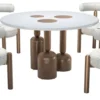 Casa Padrino Luxus Esstisch Weiß / Bronze Ø 150 cm - Luxus Hotel & Restaurant Möbel