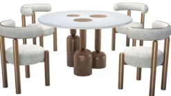 Casa Padrino Luxus Esstisch Weiß / Bronze Ø 150 cm - Luxus Hotel & Restaurant Möbel