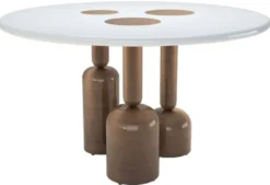 Casa Padrino Luxus Esstisch Weiß / Bronze Ø 150 cm - Luxus Hotel & Restaurant Möbel