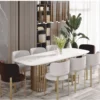 Casa Padrino Luxus Esstisch Weiß / Messing 180 cm - Luxus Esszimmer Möbel