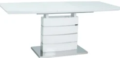 Casa Padrino Luxus Esstisch Weiß / Silber 140-180 x 80 x H. 76 cm - Ausziehbarer Esszimmertisch mit Glasplatte - Küchen Möbel
