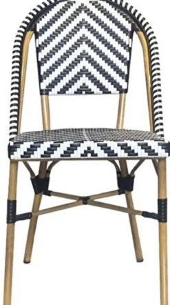 Casa Padrino Luxus Esszimmer Stuhl 6er Set Weiß / Schwarz / Beige 49 x 46 x H. 91 cm - Luxus Rattan Garten Stühle - Esszimmer Möbel - Garten Möbel - Rattan Möbel - Luxus Möbel