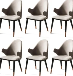 Casa Padrino Luxus Esszimmerstuhl 6er Set mit Armlehnen Grau / Schwarz / Kupfer 52 x 52 x H. 88 cm - Esszimmer Möbel - Restaurant Möbel - Esszimmer Einrichtung - Luxus Möbel - Luxus Einrichtung
