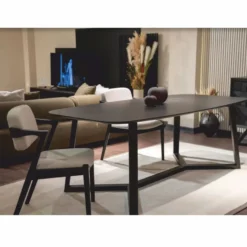 Casa Padrino Luxus Esszimmer Set Schwarz / Weiß - 1 Esstisch und 6 Esszimmer Stühle mit Armlehnen