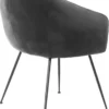 Casa Padrino Luxus Esszimmerstuhl mit Armlehnen Grau / Schwarz 61 x 60 x H. 79 cm - Küchenstuhl mit edlem Samtstoff - Esszimmer Möbel - Küchen Möbel - Luxus Möbel - Luxus Einrichtung