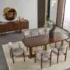 Casa Padrino Luxus Esszimmer Set Grau / Braun / Messing - 1 Luxus Esszimmertisch & 6 Luxus Esszimmerstühle mit Armlehnen - Esszimmer Möbel - Restaurant Möbel - Luxus Möbel - Luxus Einrichtung