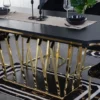 Casa Padrino Luxus Esszimmer Möbel Set Schwarz / Gold - 1 Esszimmertisch & 6 Esszimmerstühle - Luxus Esszimmer Möbel