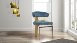 Casa Padrino Luxus Esszimmer Stuhl Blau / Gold H. 83 cm