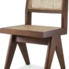 Casa Padrino Luxus Esszimmerstuhl Braun / Naturfarben 44 x 54 x H. 85,5 cm - Massivholz Stuhl mit Rattangeflecht - Luxus Esszimmer Möbel