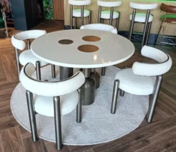 Casa Padrino Luxus Esszimmer Set Weiß / Grau - Luxus Hotel & Restaurant Möbel
