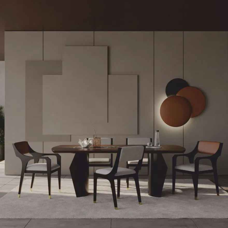 Casa Padrino Luxus Esszimmer Set - 1 Esstisch und 6 Esszimmer Stühle - Hotel & Esszimmer Möbel