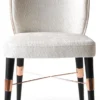 Casa Padrino Luxus Esszimmer Stuhl 8er Set Weiß / Schwarz / Kupfer 50 x 54 x H. 83 cm - Esszimmer Möbel - Restaurant Möbel - Hotel Möbel - Luxus Möbel - Luxus Kollektion