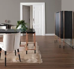 Casa Padrino Luxus Esszimmer Stuhl 8er Set Weiß / Schwarz / Kupfer 50 x 54 x H. 83 cm - Esszimmer Möbel - Restaurant Möbel - Hotel Möbel - Luxus Möbel - Luxus Kollektion