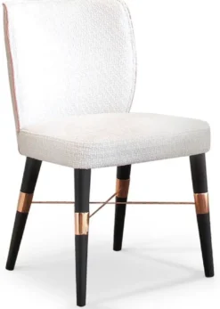 Casa Padrino Luxus Esszimmer Stuhl 8er Set Weiß / Schwarz / Kupfer 50 x 54 x H. 83 cm - Esszimmer Möbel - Restaurant Möbel - Hotel Möbel - Luxus Möbel - Luxus Kollektion