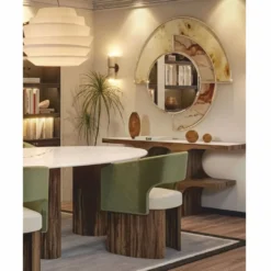 Casa Padrino Luxus Esszimmer Stuhl mit Armlehnen Grün / Weiß / Braun - Premium Qualität
