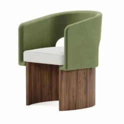Casa Padrino Luxus Esszimmer Stuhl mit Armlehnen Grün / Weiß / Braun - Premium Qualität