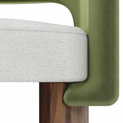 Casa Padrino Luxus Esszimmer Stuhl mit Armlehnen Grün / Weiß / Braun - Premium Qualität