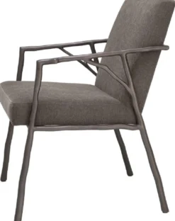 Casa Padrino Luxus Esszimmerstuhl Graubraun / Bronze 56 x 61 x H. 83 cm - Edler Küchenstuhl mit Armlehnen - Luxus Esszimmer Möbel