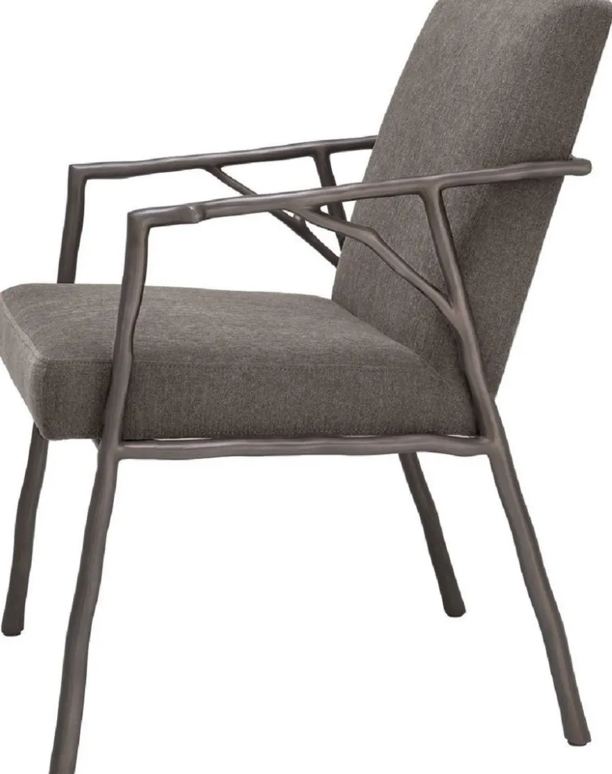 Casa Padrino Luxus Esszimmerstuhl Graubraun / Bronze 56 x 61 x H. 83 cm - Edler Küchenstuhl mit Armlehnen - Luxus Esszimmer Möbel