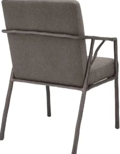 Casa Padrino Luxus Esszimmerstuhl Graubraun / Bronze 56 x 61 x H. 83 cm - Edler Küchenstuhl mit Armlehnen - Luxus Esszimmer Möbel