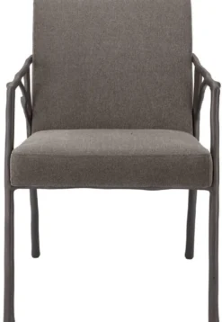 Casa Padrino Luxus Esszimmerstuhl Graubraun / Bronze 56 x 61 x H. 83 cm - Edler Küchenstuhl mit Armlehnen - Luxus Esszimmer Möbel