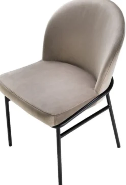 Casa Padrino Luxus Esszimmerstühle Greige / Schwarz 49 x 56 x H. 82 cm - Küchenstühle mit edlem Samtstoff - Esszimmer Set
