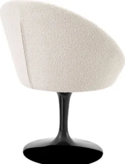 Casa Padrino Luxus Esszimmerstuhl Cremefarben / Schwarz 67 x 57 x H. 78,5 cm - Drehstuhl im 60er Jahre Design - Luxus Esszimmer Möbel