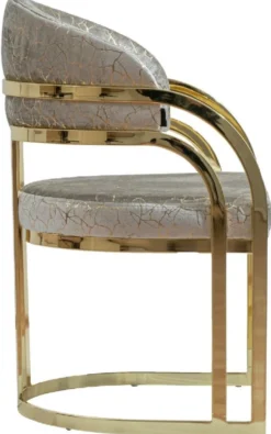 Casa Padrino Luxus Esszimmer Stuhl mit Armlehnen Silber / Gold H. 88 cm