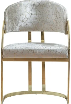 Casa Padrino Luxus Esszimmer Stuhl mit Armlehnen Silber / Gold H. 88 cm