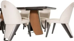 Casa Padrino Luxus Esszimmer Stuhl 6er Set Creme / Grau / Gold 57 x 70 x H. 91,5 - Esszimmer Möbel - Luxus Möbel - Luxus Einrichtung